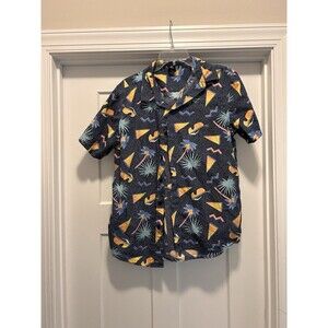 Neff Button Up Shirt Mens Medium Black Multicolor Retro Geometric Casual 90’s